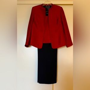 Kasper!!! Vintage 3pc Red and Black Pantsuit. SZ 14 Petite